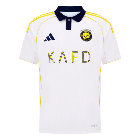 Camiseta de fútbol visitante RONALDO #7 Al Nassr 2025/26, blanca, tercera equipación