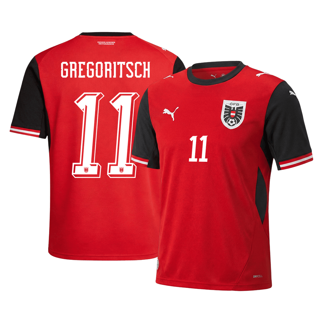 Camiseta de local de Austria para hombre, GREGORITSCH, número 11, Copa del Mundo 2026