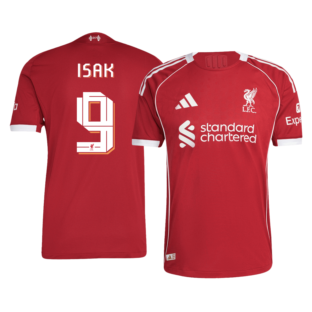 Camiseta de fútbol local auténtica del Liverpool ISAK #9 25/26, roja - UCL