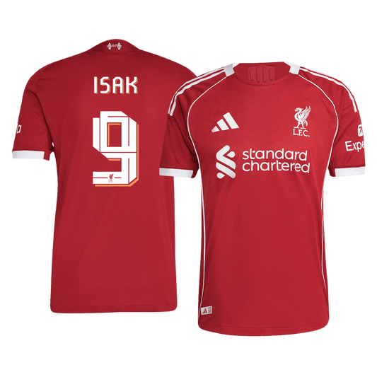 Camiseta de fútbol local auténtica del Liverpool ISAK #9 25/26, roja - UCL
