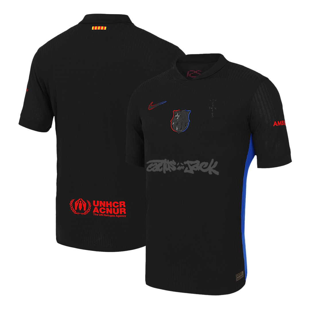Camiseta de fútbol visitante auténtica del Barcelona x Travis Scott 2024/25, negra