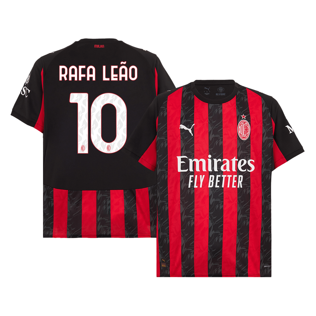 Camiseta de fútbol RAFA LEÃO #10 AC Milan local 2025/26 Rojo y negro