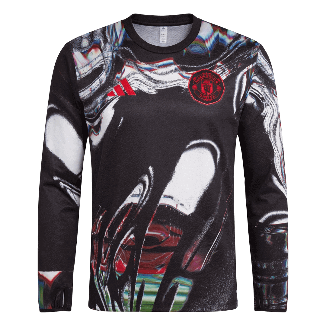 Camiseta de fútbol de manga larga prepartido del Manchester United 2025/26