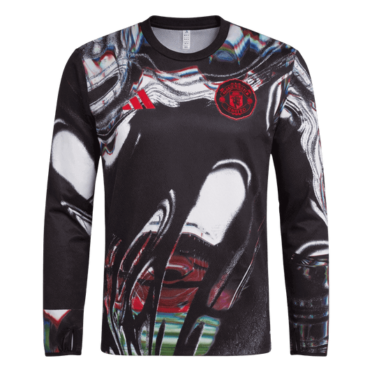 Camiseta de fútbol de manga larga prepartido del Manchester United 2025/26