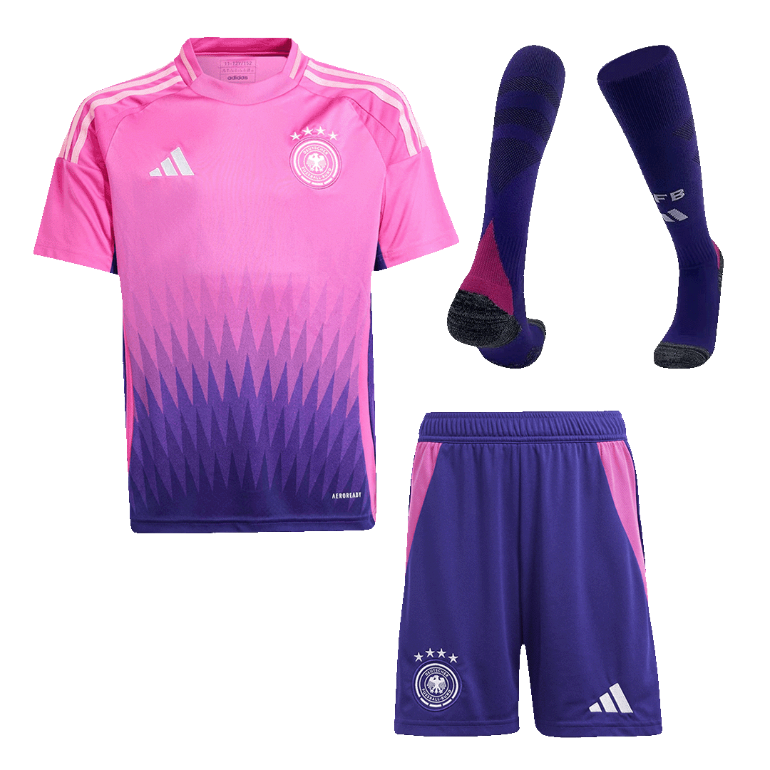 Kit de camiseta de fútbol visitante de Alemania para niños (camiseta, pantalón corto y calcetines) para la Eurocopa 2024