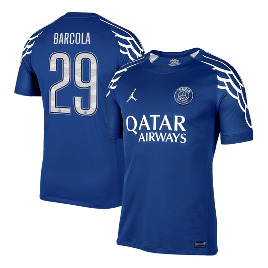 Camiseta de fútbol BARCOLA #29 PSG 2024/25 (4.ª equipación) Azul marino - UCL