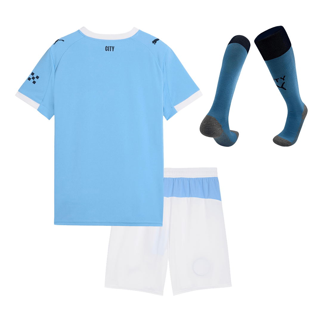 Kit de fútbol local del Manchester City para niño (Kit, pantalón corto y calcetines) 2025/26, azul