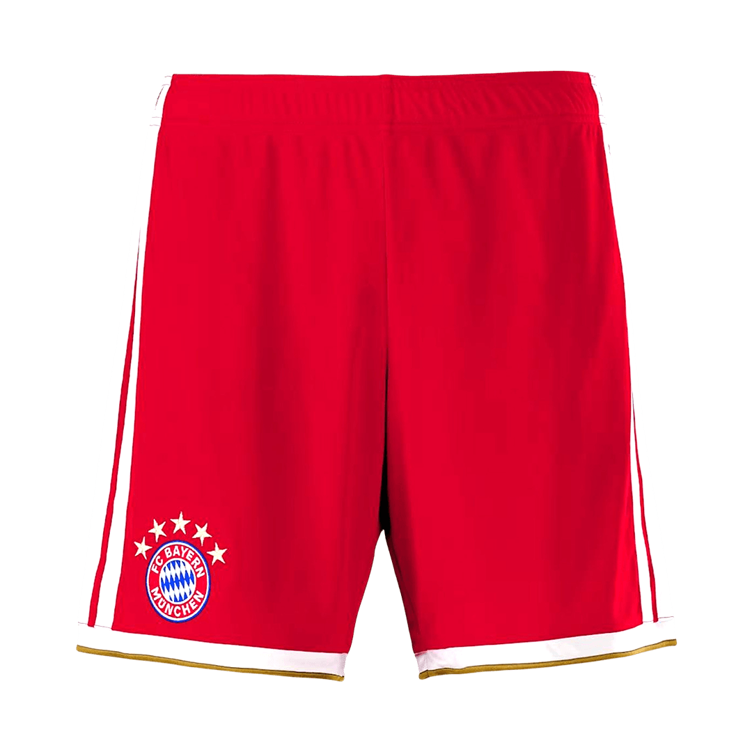 Pantalones cortos de fútbol del Bayern de Múnich para la temporada 2026/27 (local) en color rojo.