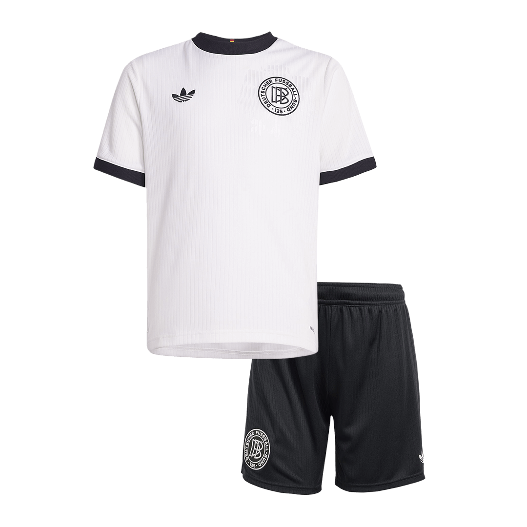 Kit de fútbol del 125.º aniversario de Alemania para niños (camiseta y pantalón corto) 2025, color blanco