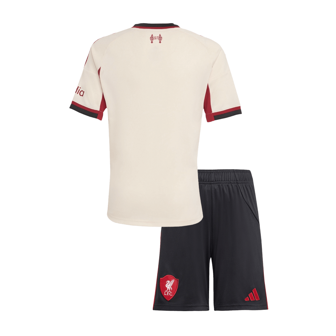 Kit de fútbol visitante del Liverpool para niños (camiseta y pantalón corto) 25/26 blanco