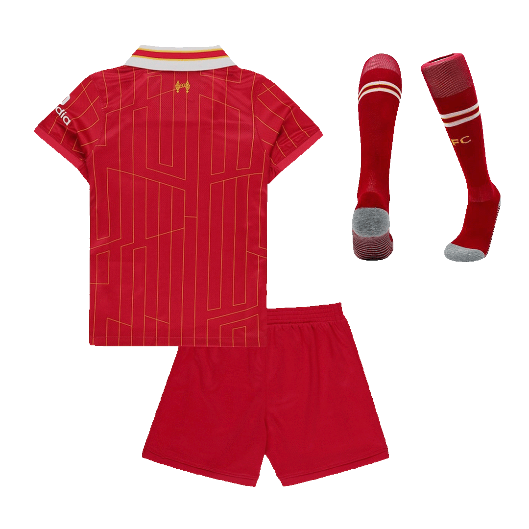Kit infantil de local del Liverpool 2024/25 (camiseta, pantalón corto y medias)