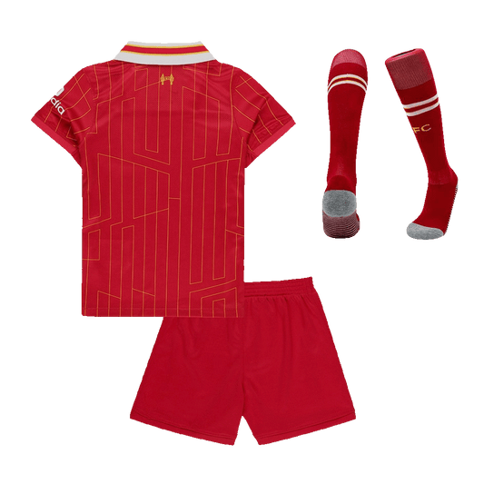 Kit infantil de local del Liverpool 2024/25 (camiseta, pantalón corto y medias)