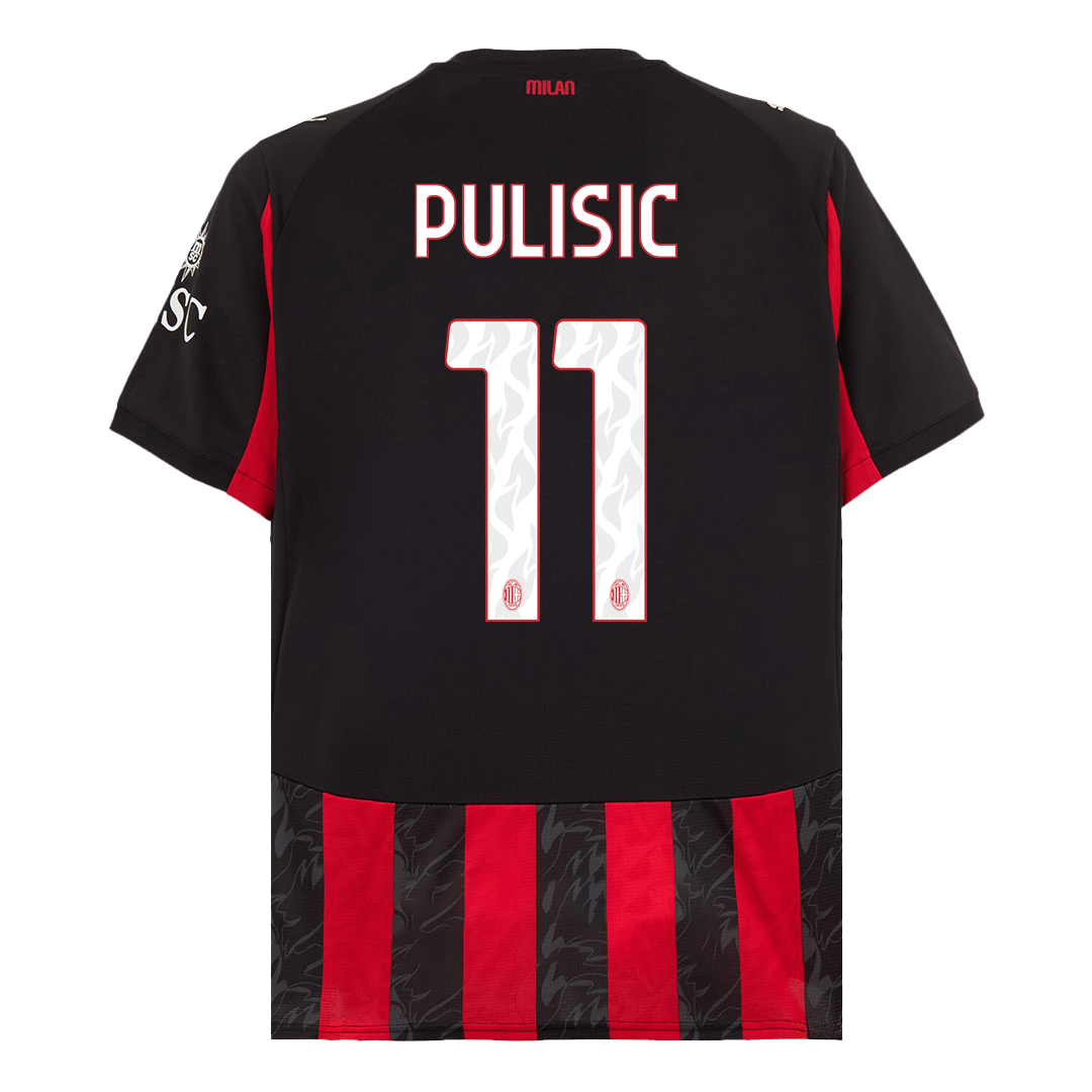 Camiseta de fútbol local PULISIC #11 del AC Milan 2025/26, roja y negra