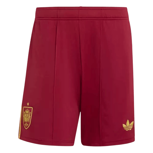 Pantalones cortos de visitante de España para hombre, Mundial 2026, color rojo.