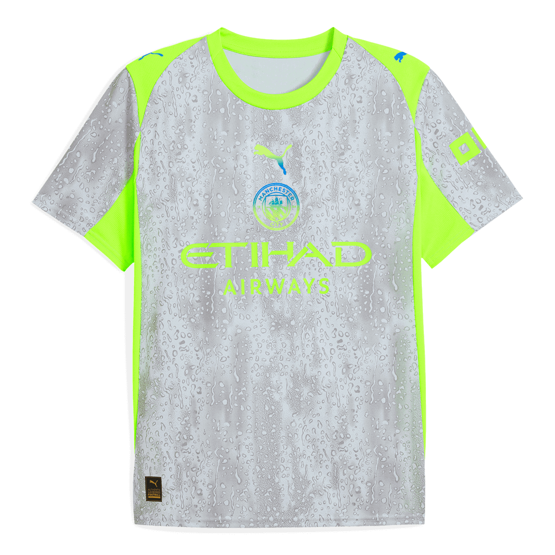 Kit de fútbol visitante del Manchester City (camiseta, pantalón corto y medias) 2025/26