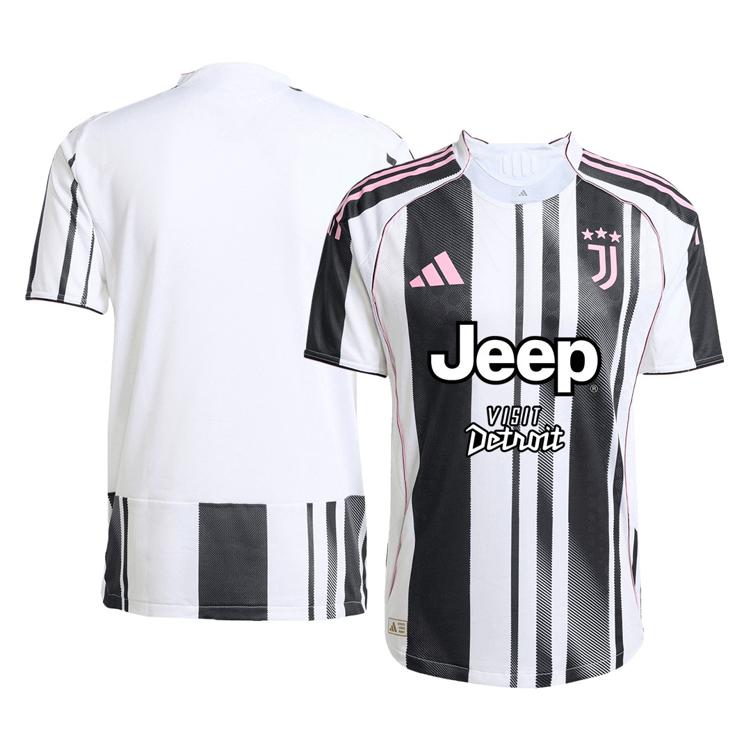 Camiseta de fútbol local auténtica de la Juventus 2025/26 en blanco y negro