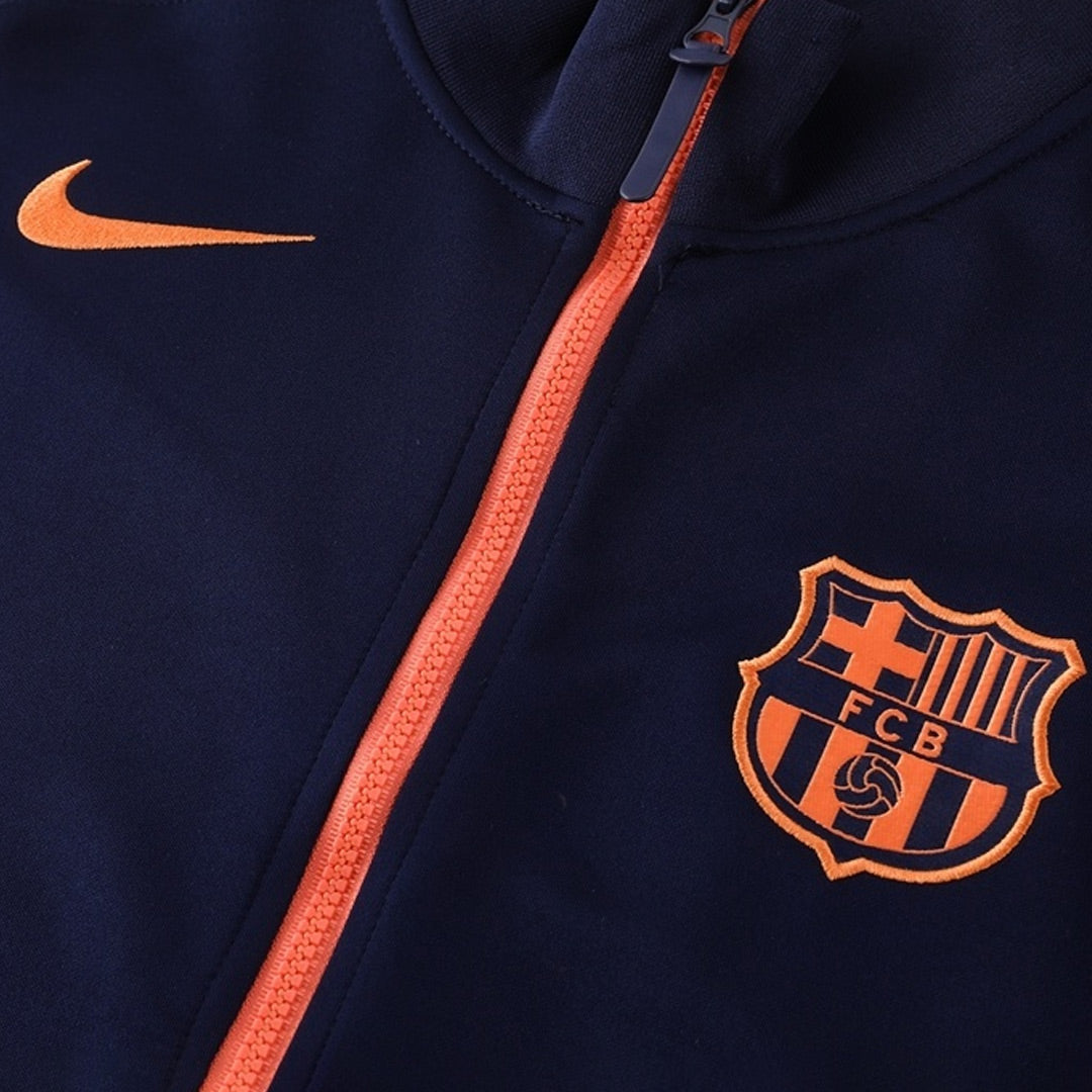 Kit de entrenamiento del Barcelona 25/26 (Chaqueta + Pantalón) Azul Marino y Naranja
