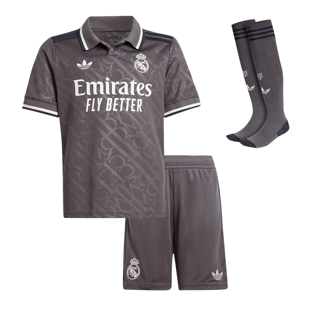 Kit de camiseta de fútbol de la tercera equipación del Real Madrid para niños