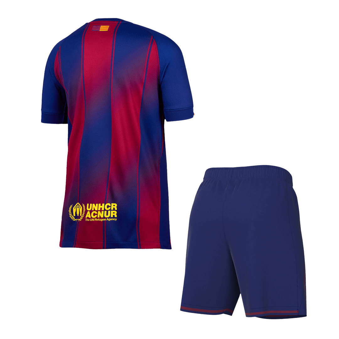 Kit de fútbol local del Barcelona (Kit y pantalón corto) 2025/26, rojo y azul