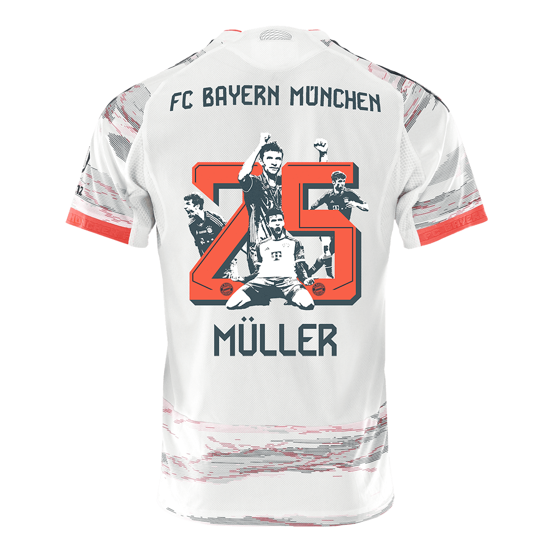 Camiseta de visitante del Bayern Múnich 2025/26, auténtica, especial MÜLLER n.° 25, color blanco