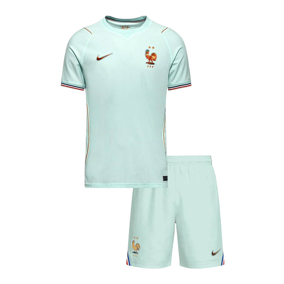 Conjunto de fútbol infantil de Francia (camiseta + pantalón corto) para el Mundial de 2026, color verde menta.
