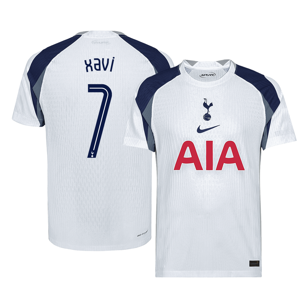 Camiseta de fútbol local auténtica del Tottenham Hotspur 2025/26, XAVI #7, color blanco - UCL