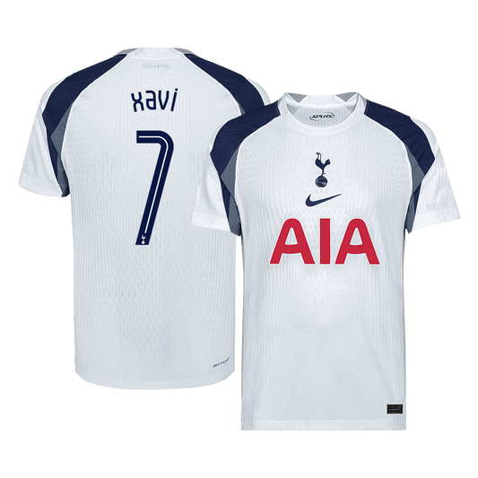 Camiseta de fútbol local auténtica del Tottenham Hotspur 2025/26, XAVI #7, color blanco - UCL