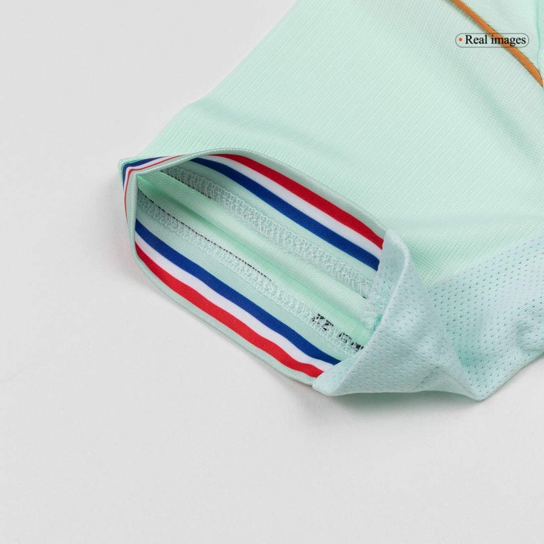 Conjunto de fútbol infantil de Francia (camiseta + pantalón corto) para el Mundial de 2026, color verde menta.