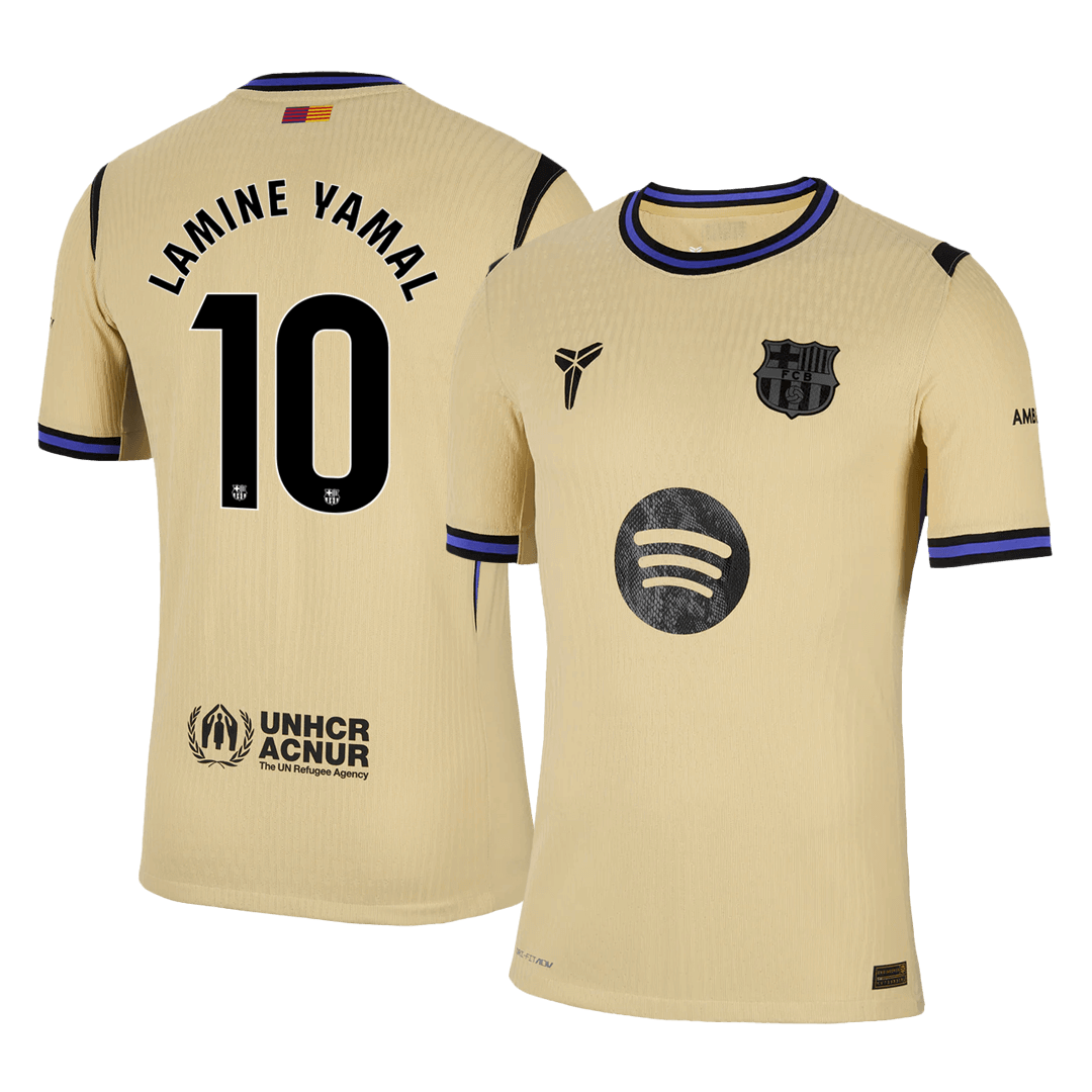 Camiseta de visitante auténtica del Barcelona LAMINE YAMAL #10, amarilla, 2025/26 - UCL