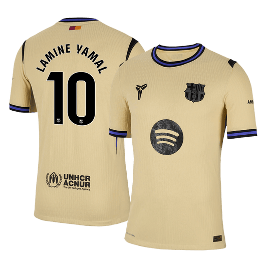 Camiseta de visitante auténtica del Barcelona LAMINE YAMAL #10, amarilla, 2025/26 - UCL