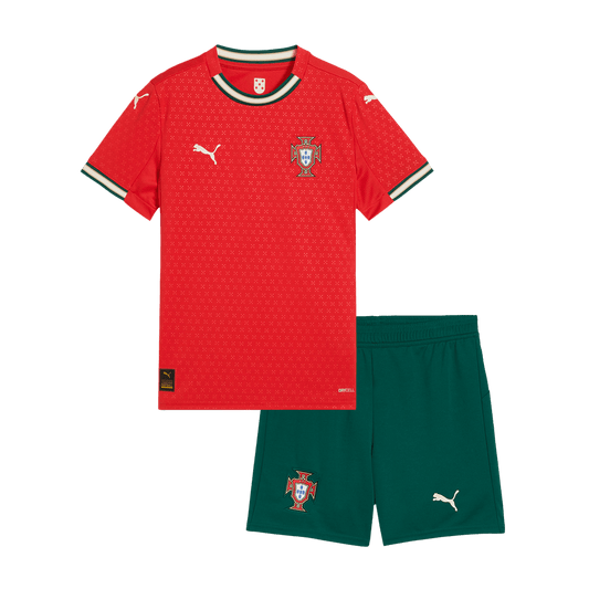 Kit de fútbol local de Portugal para niños (Kit y pantalón corto) 2025, color rojo