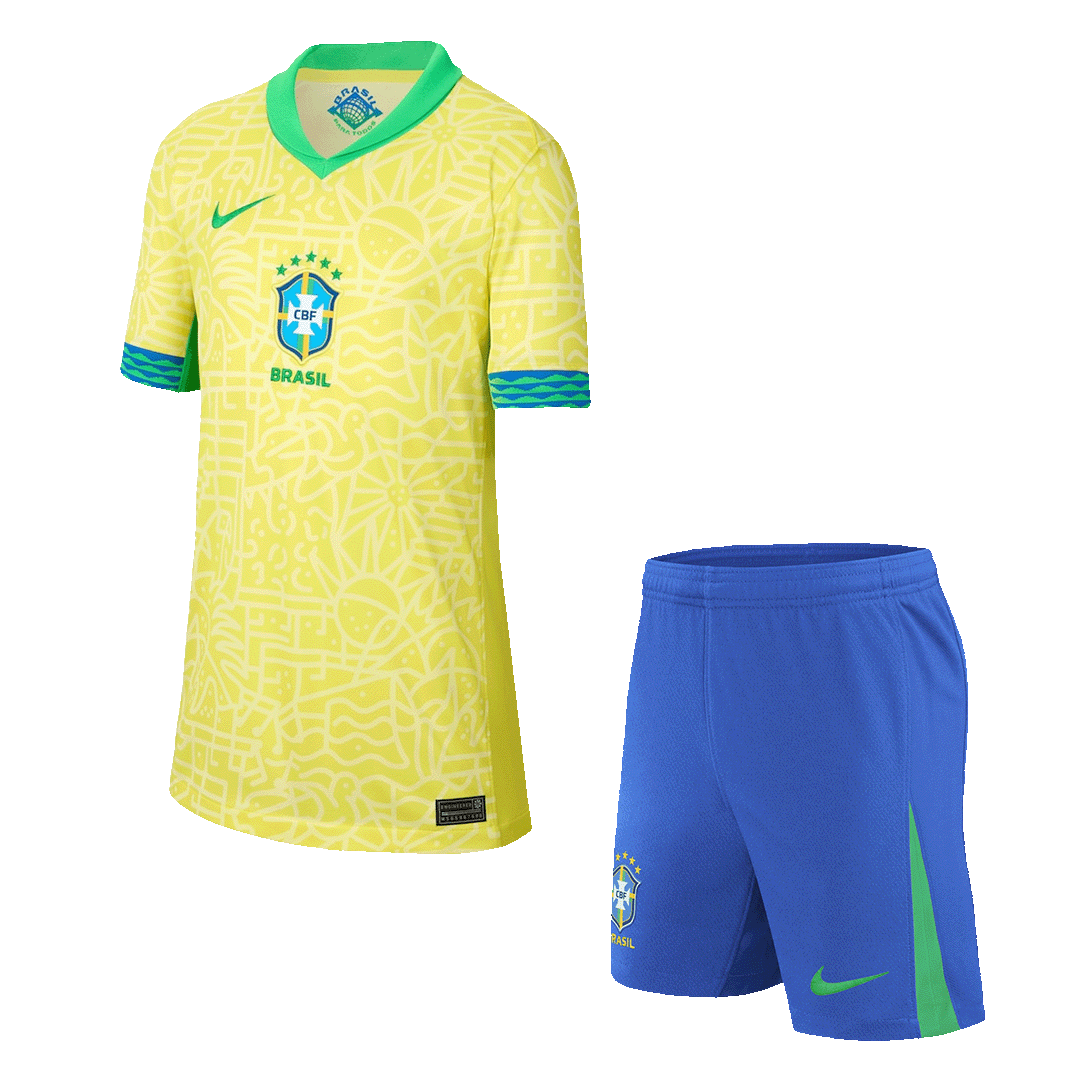 Kit de fútbol local de Brasil para niños (camiseta y pantalón corto) Copa América 2024