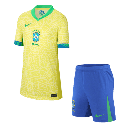 Kit de fútbol local de Brasil para niños (camiseta y pantalón corto) Copa América 2024