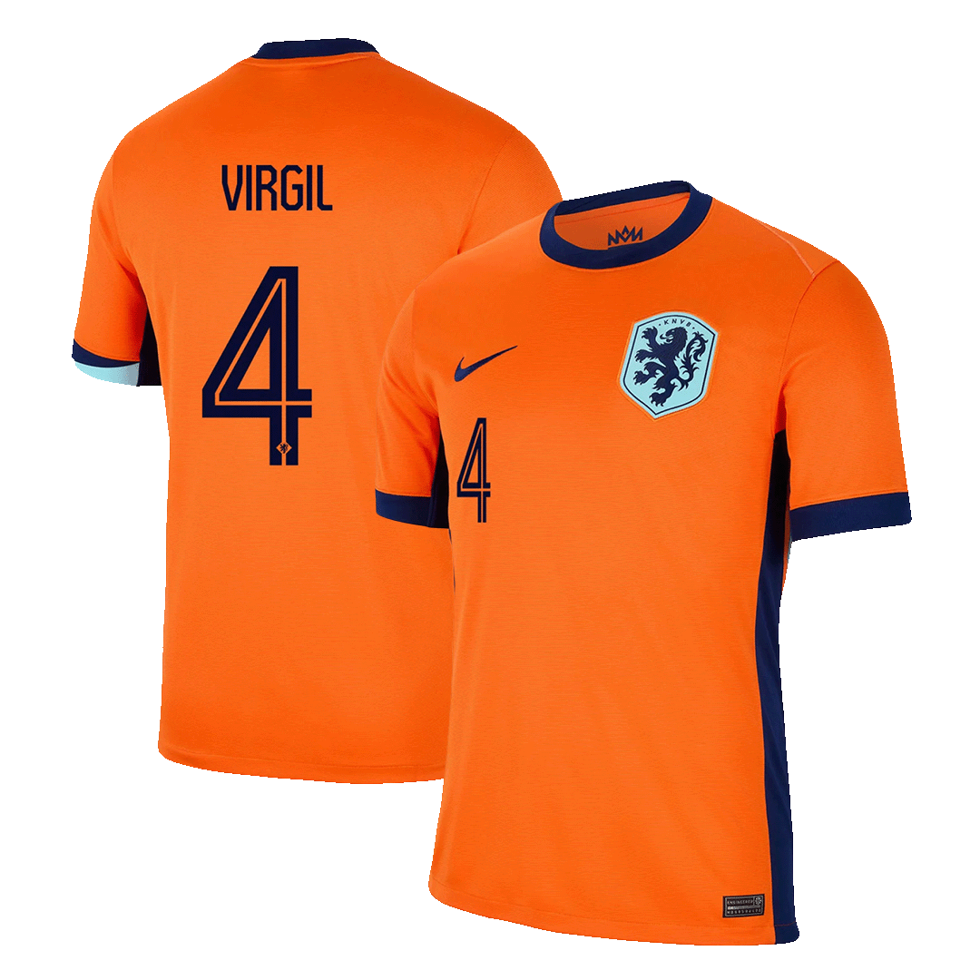 Camiseta de fútbol local de Holanda VIRGIL #4 para la Eurocopa 2024