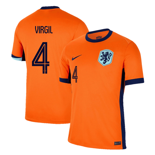 Camiseta de fútbol local de Holanda VIRGIL #4 para la Eurocopa 2024
