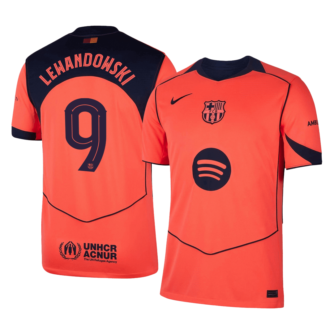 Camiseta de fútbol de visitante del Barcelona n.° 9 de LEWANDOWSKI 2025/26 — UCL