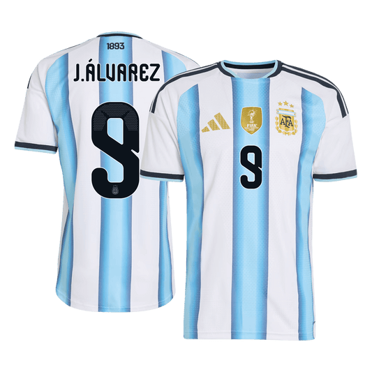 Camiseta de local de Argentina J. ÁLVAREZ #9 para hombre, Copa Mundial 2026 - Ajuste entallado