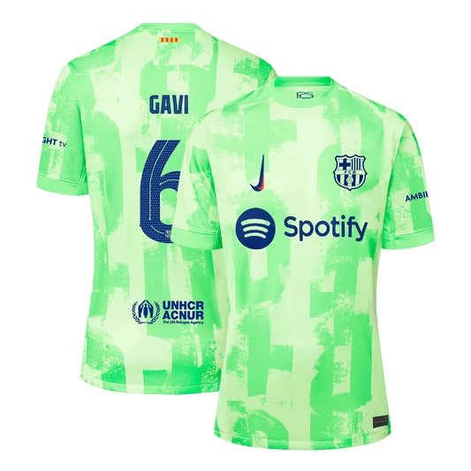 Camiseta de fútbol visitante GAVI #6 del Barcelona - UCL