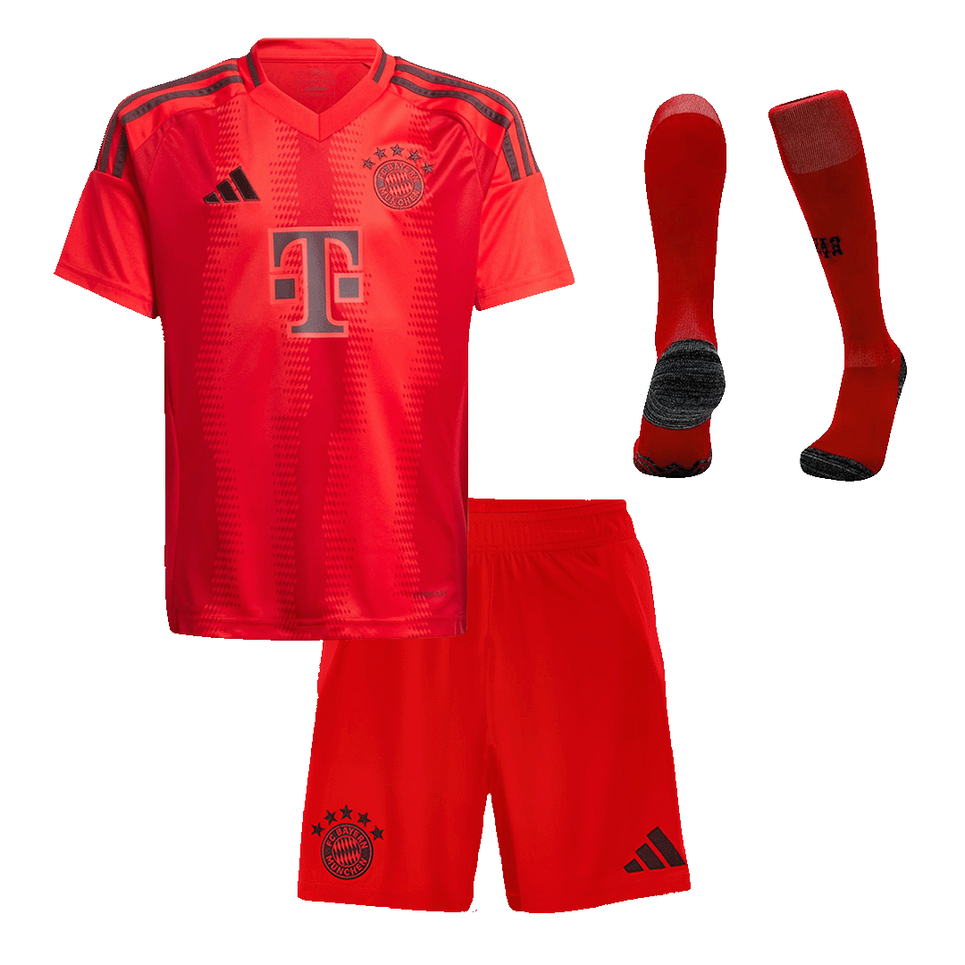 Kit de camiseta de fútbol local del Bayern Múnich para niños (camiseta, pantalones cortos y calcetines) rojo