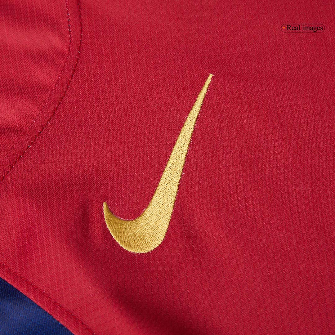 Camiseta de fútbol local del Barcelona 2024/25, RAPHINHA #11, roja y azul - UCL (logotipo de Spotify sin texto)