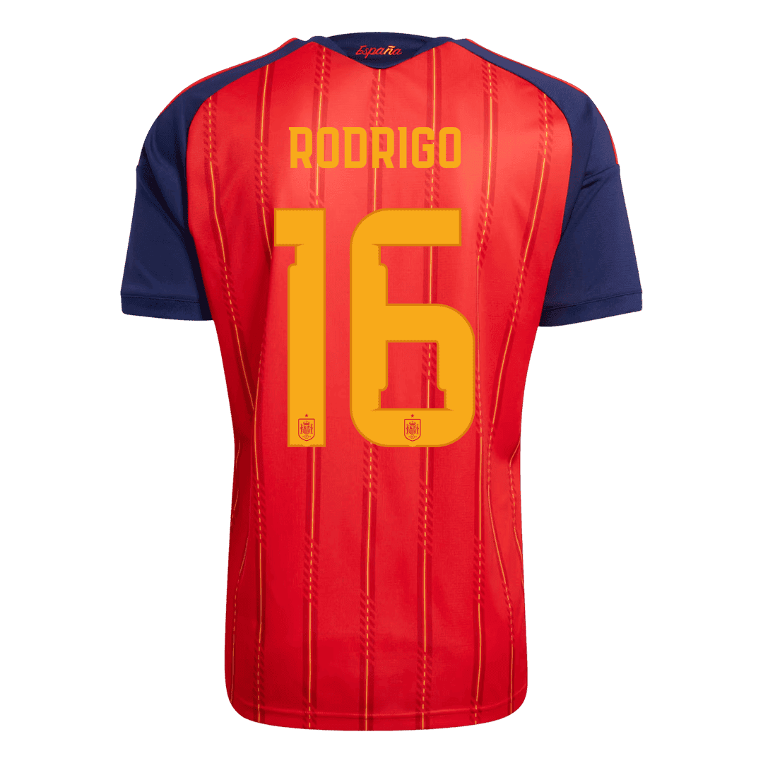 RODRIGO #16 España Edición Campeón Camiseta de Fútbol Local Copa Mundial 2026 Roja