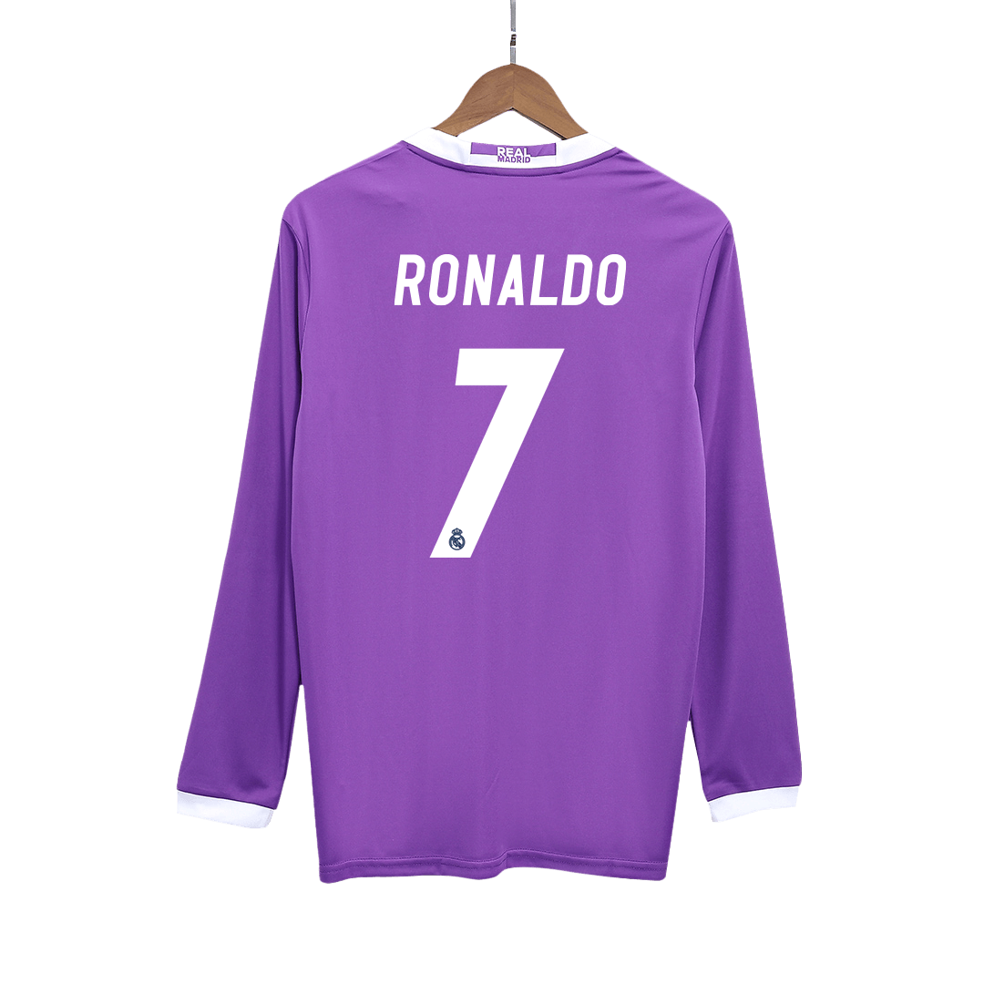 Camiseta de fútbol vintage del Real Madrid RONALDO #7 de visitante 2016/17, manga larga