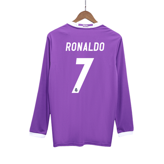 Camiseta de fútbol vintage del Real Madrid RONALDO #7 de visitante 2016/17, manga larga