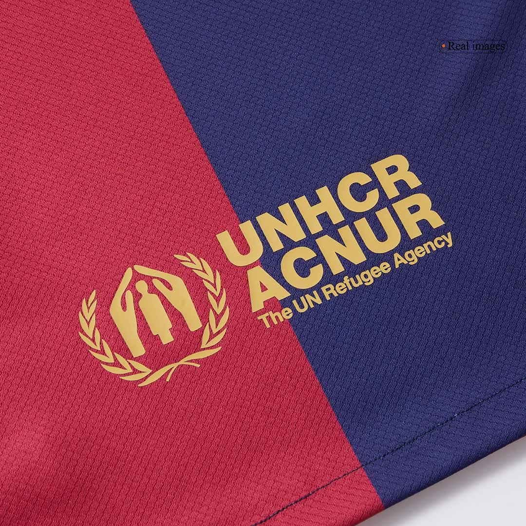 Kit de fútbol local del Barcelona x Coldplay para niños (camiseta y pantalón corto) 2024/25, rojo y azul