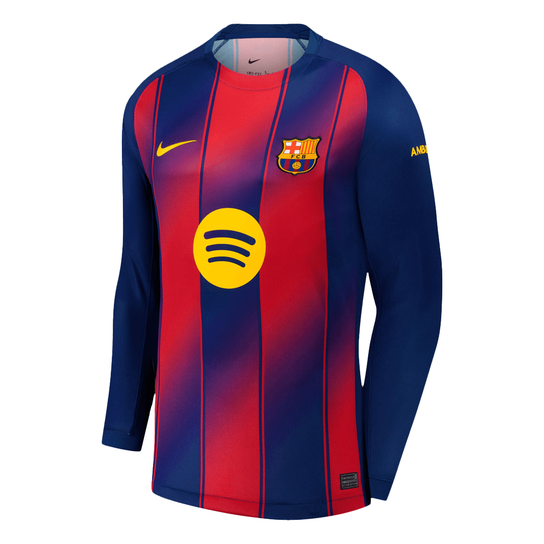 Camiseta de fútbol de manga larga del Barcelona 25/26 local roja y azul