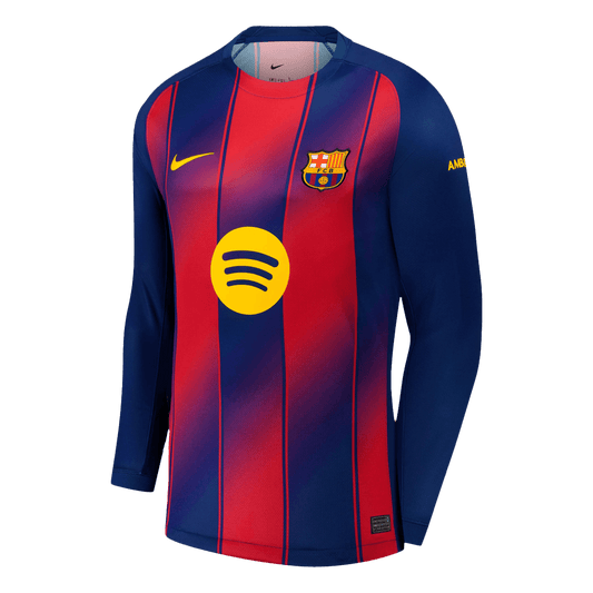 Camiseta de fútbol de manga larga del Barcelona 25/26 local roja y azul