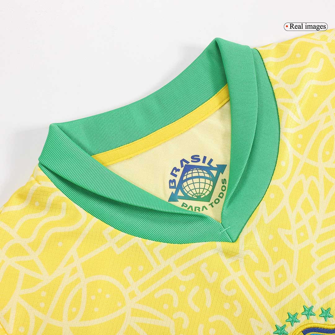 Kit de fútbol local de Brasil para niños (camiseta, pantalón corto y medias) Copa América 2024