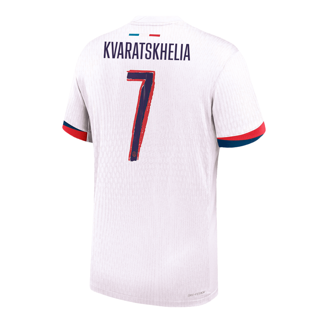 Camiseta de fútbol visitante auténtica KVARATSKHELIA #7 del PSG 2024/25, blanca - UCL