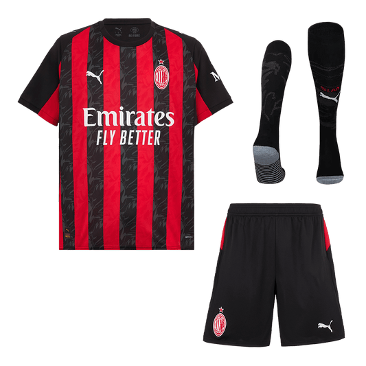 Kit de camiseta de fútbol local del AC Milan (camiseta, pantalones cortos y calcetines) 2025/26