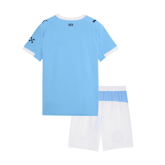 Kit de fútbol local del Manchester City para niño (Kit y pantalón corto) 2025/26, azul